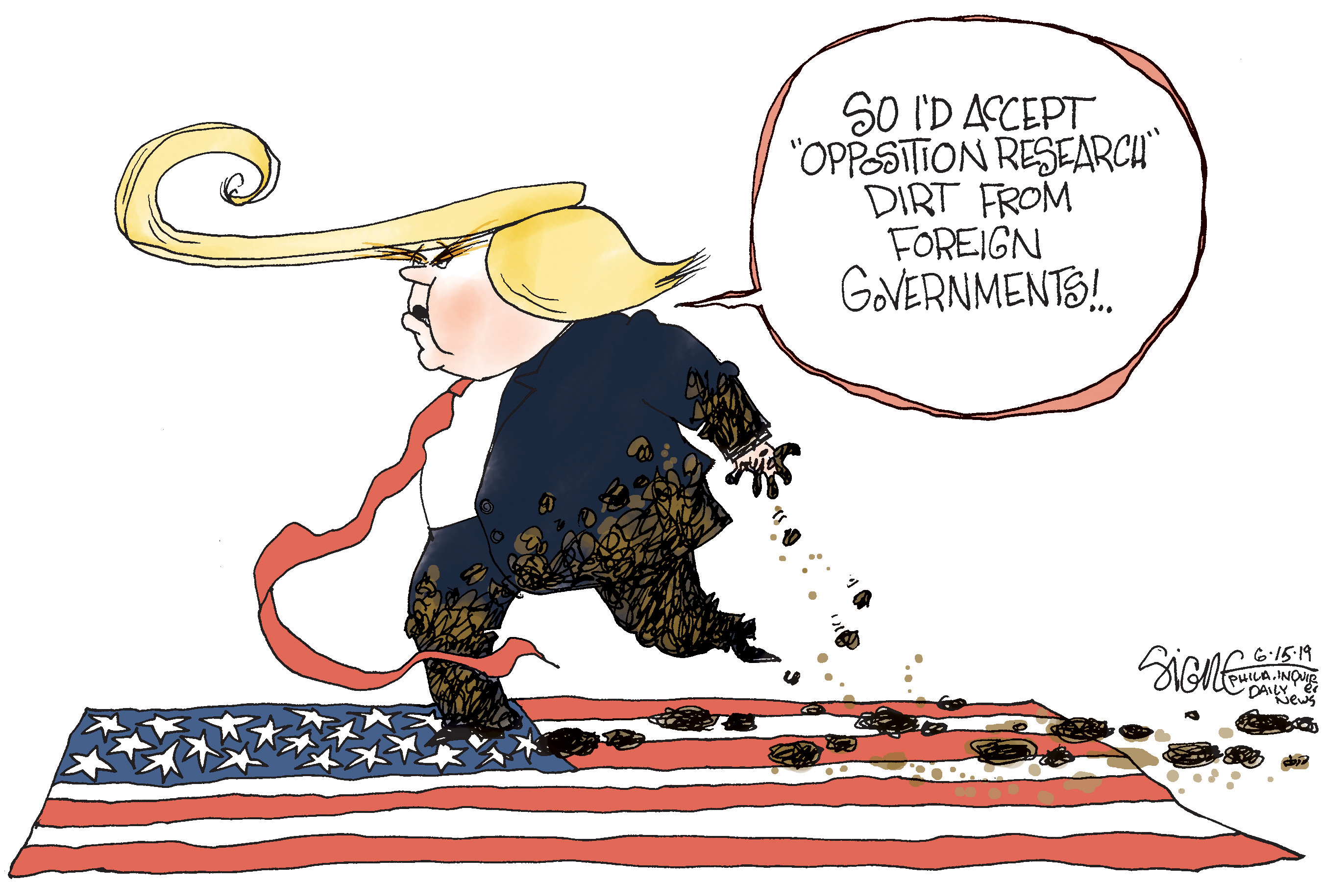 Political Cartoon Opposition Research Dirt